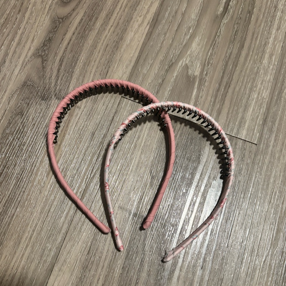 Pink Fabric Wrapped Headbands - Set of 2